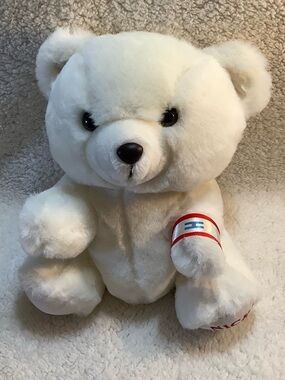 Consumers Distributing Vintage NICKI White Plush Teddy Bear Stuffed Animal Toy